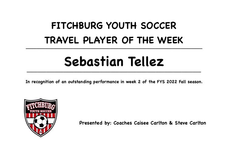 Sebastian Tellez - Player of the Week